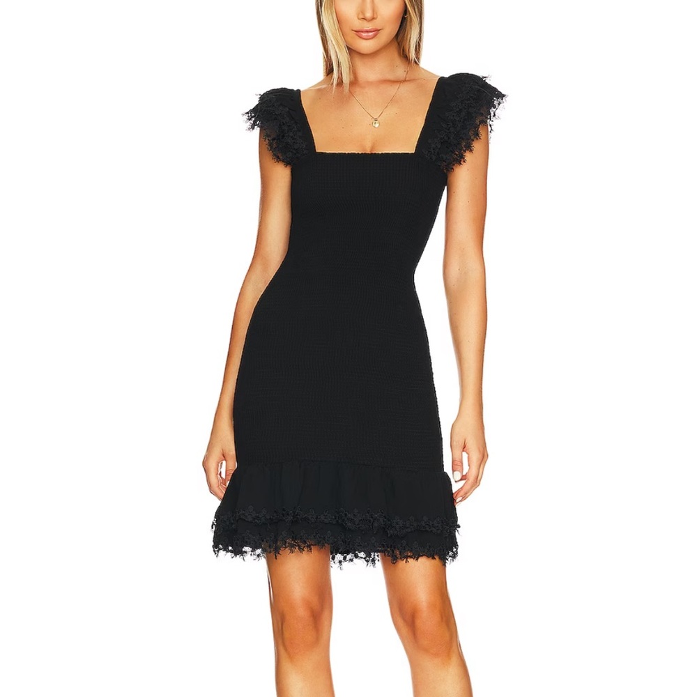 Peixoto Belle Black Smocked Mini Dress